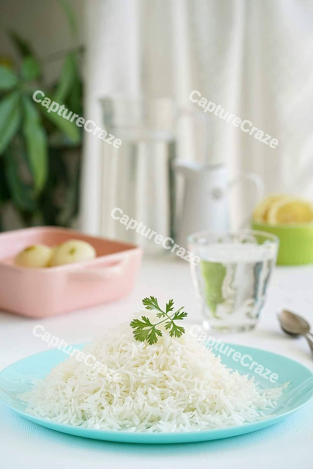 Cooked plain white rice